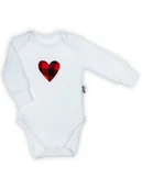 Body dla niemowląt - Niemowlęce body z długim rękawem serduszko białe Nicol,r.80 - miniaturka - grafika 1