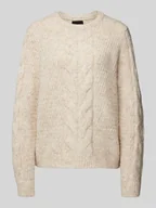 Swetry damskie - Sweter z dzianiny ze ściegiem warkoczowym model ‘NINA’ - miniaturka - grafika 1