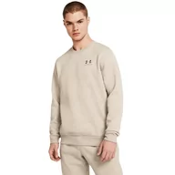 Koszulki sportowe męskie - Męska bluza dresowa nierozpinana bez kaptura Under Armour UA Essential Fleece Crew - beżowa - UNDER ARMOUR - miniaturka - grafika 1