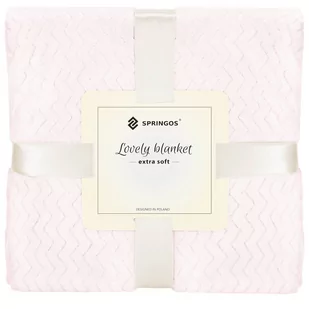 Narzuta na łóżko, pled 160x200 cm tłoczony zygzak, dwustronny koc na kanapę pudrowy róż - Koce - miniaturka - grafika 1