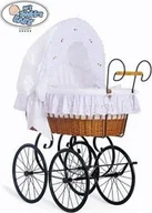 Łóżeczka i kojce - My Sweet Baby Kosz Mojżesza Retro Sisi - Naturalny + biała pościel z haftowaną koronką - miniaturka - grafika 1