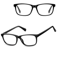 Okulary korekcyjne, oprawki, szkła - Okulary zerówki oprawki korekcyjne medium prostokątne AM70 czarne - miniaturka - grafika 1