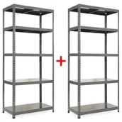 Szafy i regały magazynowe - Regał półkowy 1+1 GRATIS, 1800x900x400 mmmm, 5 półek, nośność półki 175 kg, RAL 7031 - miniaturka - grafika 1