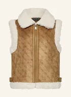 Kurtki i płaszcze dla dziewczynek - Guess Kamizelka Z Pluszowym Materiałem braun - GUESS - miniaturka - grafika 1