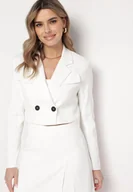 Marynarki i żakiety damskie - Biała Marynarka o Krótkim Fasonie z Ozdobnymi Klapami Lafamia - miniaturka - grafika 1