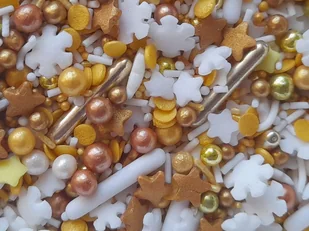 Posypka Święta Boże Narodzenie Mix  Biało-Złoty 50G - Dodatki do ciast w proszku - miniaturka - grafika 1