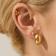 Kolczyki - Kolczyki Złote Zestaw - Stal Szlachetna Pozałcane - miniaturka - grafika 1