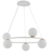 Lampy sufitowe - Sigma biało-złota lampa sufitowa nad stół 33385 GAMA KOŁO 5 nowoczesny żyrandol do salonu szklane kule 33385 - miniaturka - grafika 1