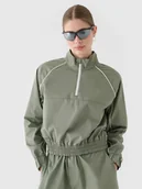 Kurtki damskie - 4F Kurtka przejściowa cropped ze stójką damska - oliwkowa/khaki XXL - miniaturka - grafika 1