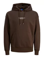 Bluzy męskie - Bestseller A/S Męska bluza z kapturem Jorvesterbro Sweat Hood Noos, czekoladowobrązowy, L - miniaturka - grafika 1