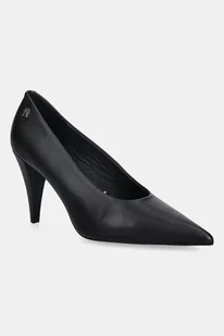 Tommy Hilfiger szpilki skórzane TH SMOOTH LEATHER PUMP kolor czarny FW0FW08960 - Czółenka - miniaturka - grafika 1
