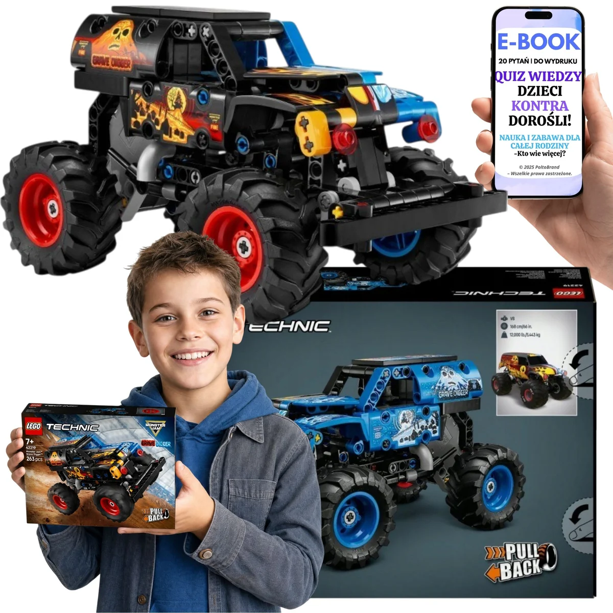 LEGO TECHNIC Monster Jam Grave Digger Ogień i lód Na Mikołajki i Boże Narodzenie 42219 Dla Dziecka