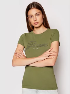Koszulki i topy damskie - Guess T-Shirt Selina W1YI85 J1311 Zielony Slim Fit - grafika 1