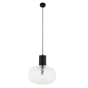 Owalna lampa wisząca Tanpo 5209 Shilo szklana metalowa czarna - Lampy sufitowe - miniaturka - grafika 1