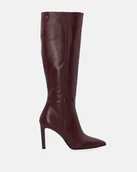 Kozaki damskie - Bordowe eleganckie kozaki damskie z gładkiej skóry - Venezia - miniaturka - grafika 1