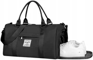 Torebki damskie - Składana torba podróżna, sportowa, 27L - Duża pojemność, treningowa, czarna - miniaturka - grafika 1
