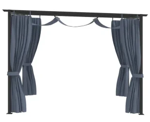 Antracytowe zadaszenie ogrodowe z zasłonami G4-W77 - Pawilony ogrodowe - miniaturka - grafika 1