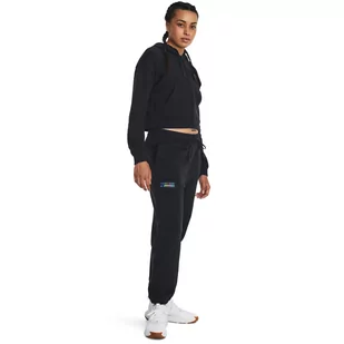 Damskie spodnie dresowe Under Armour Project Rock HW Terry Pant - czarne - UNDER ARMOUR - Spodnie sportowe damskie - miniaturka - grafika 1