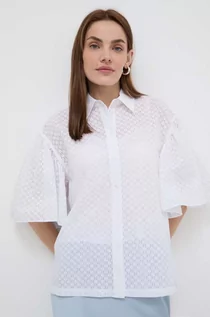 Koszule damskie - Karl Lagerfeld koszula damska kolor biały relaxed z kołnierzykiem klasycznym - grafika 1