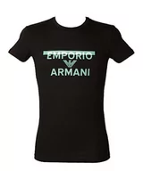 Koszulki męskie - Emporio Armani Męski t-shirt męski z okrągłym dekoltem Megalogo, czarny, XL - miniaturka - grafika 1