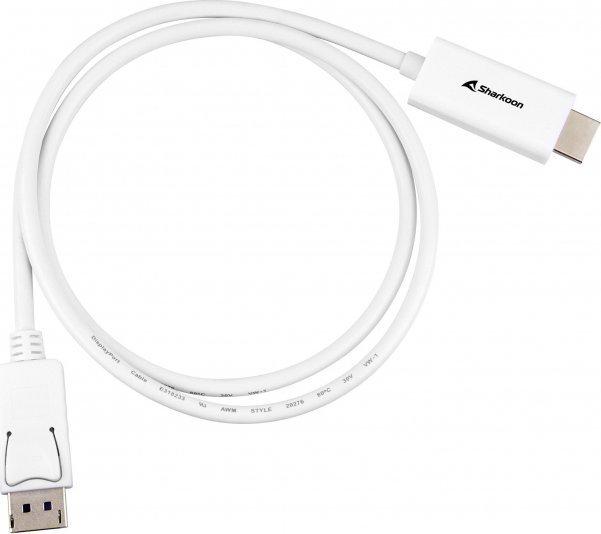 Adapter AV Sharkoon Sharkoon Adapter cable Displayport 1.2 HDMI 4K white, 1 meter