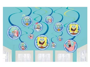 AMSCAN Dekoracja wisząca świderki Spongebob - 12 szt. 672627 - Urodziny dziecka - miniaturka - grafika 1