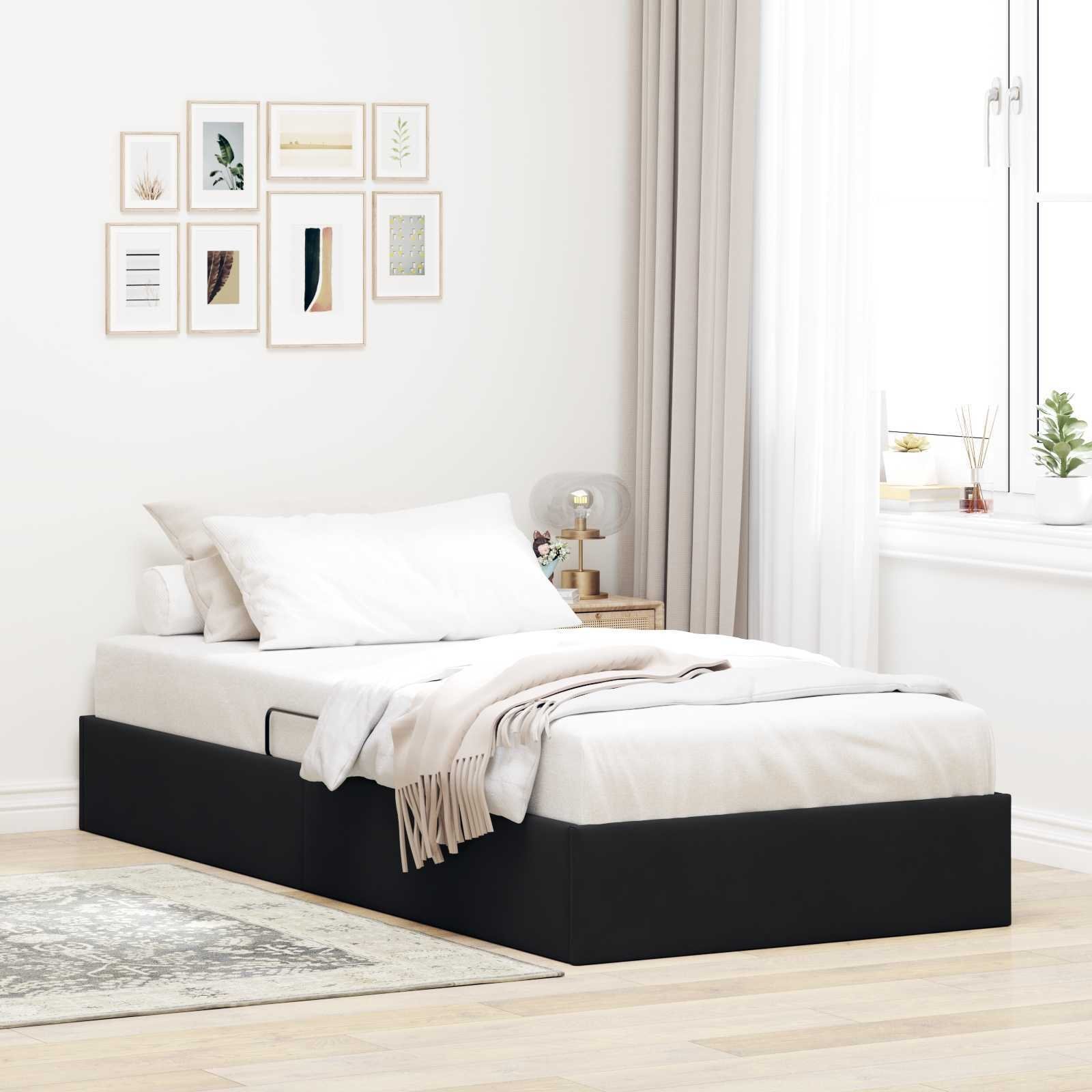 vidaXL vidaXL Łóżko otomanowe z przechowywaniem Czarny 100 x 200 cm Welur