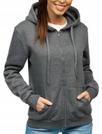 Bluzy damskie - Damska bluza dresowa z kapturem rozpinana ocieplana L szara ciemna - miniaturka - grafika 1