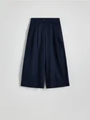 Spodnie damskie - Reserved - Spodnie culotte z lnem - granatowy - miniaturka - grafika 1