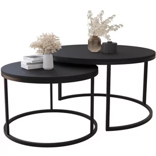 Komplet 2 czarnych okrągłych stolików kawowych - Onrero 3X - Ławy i stoliki kawowe - miniaturka - grafika 1