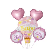 Baby shower i roczek - Zestaw balonów "Welcome baby" różowy, 5 el. - miniaturka - grafika 1