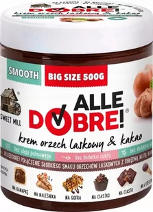 Zdrowy krem czekoladowy AlleDobre! 500g bez cukru i bez oleju palmowego/ SWEET Mill - Słodkie kremy i masła - miniaturka - grafika 1