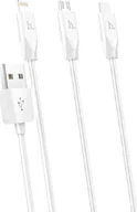 Kable USB - Kabel USB Hoco USB-A - USB-C + microUSB + Lightning Biały 6957531032069 - miniaturka - grafika 1