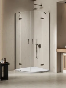 Kabina prysznicowa półokrągła 100x100 stalowa K-4783 Nesta New Trendy Gunmetal Brushed - Kabiny prysznicowe - miniaturka - grafika 1