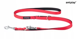 Ami Play Smycz regulowana 6 in 1 Twist L 100-200 x 2cm Czerwony - Smycze dla psów - miniaturka - grafika 1