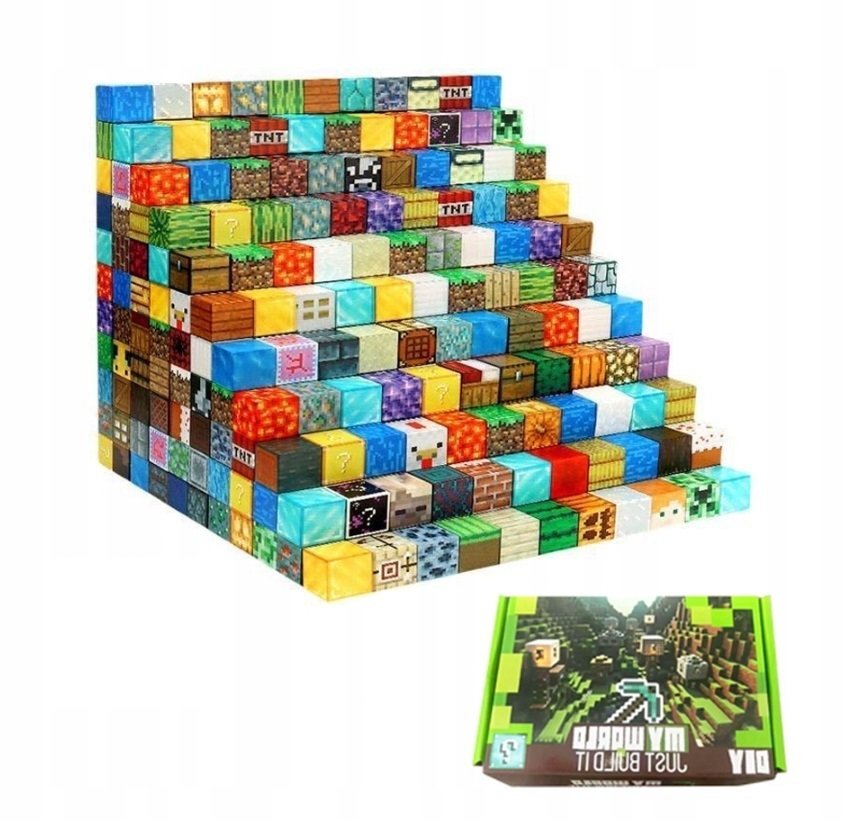 KLOCKI MAGNETYCZNE MINECRAFT SZEŚCIANY 50 KLOCKÓW KOSTKI DO UKŁADANIA