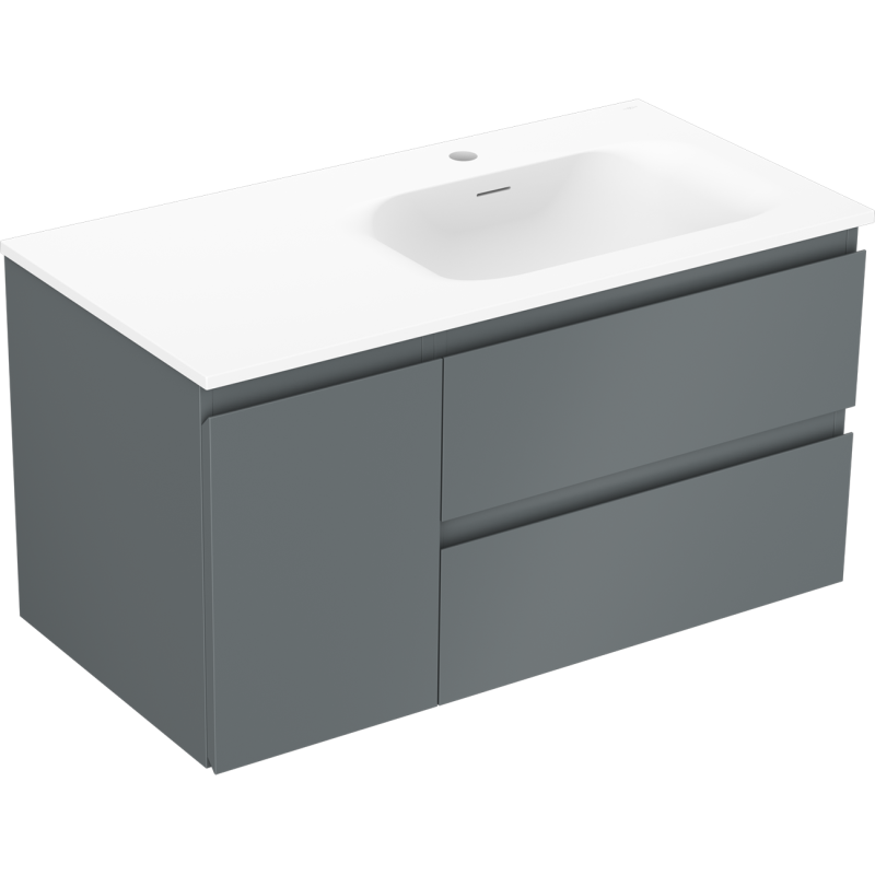 Mexen Orio szafka łazienkowa 90 cm z umywalką Vela prawą, 2S, 1D, grafit mat/biała mat - 91A13-09047-3-BBFFF66-W23P01