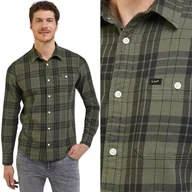 Koszule męskie - Lee LEESURE SHIRT Olive Grove ZIELONA KOSZULA W KRATĘ REGULAR FIT XL - miniaturka - grafika 1