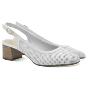 Czółenka - Czółenka damskie ażurowe z odkrytą piętą Tamaris 8-89501-42 100 WHITE 38 - miniaturka - grafika 1