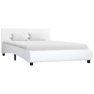 Łóżka - Rama łóżka biała, bez materaca, sztuczna skóra, 140x200 - miniaturka - grafika 1