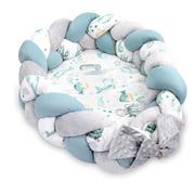 Kokony niemowlęce - Kokon niemowlęcy - Gniazdo przytulanka zestaw z poduszką warkocz składany dwustronny kokon dla noworodków 75X45 cm, Aqua odcień B - miniaturka - grafika 1