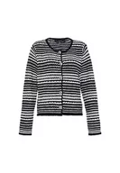 Swetry damskie - faina Damski modny kardigan w paski z okrągłym wycięciem pod szyją, czarny, rozmiar XL/XXL, czarny, XL - miniaturka - grafika 1