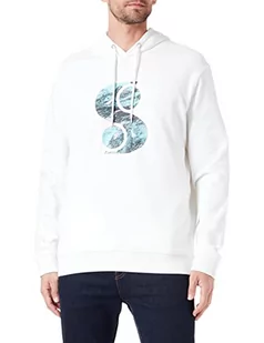 s.Oliver Męska bluza z kapturem, biała, XXL, biały, XXL - Bluzy męskie - miniaturka - grafika 1