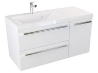 Szafki łazienkowe - Szafka Wisząca Z Umywalką ATH 90 cm D Lewa - Biały Mat - Uchwyty Chromowane - miniaturka - grafika 1