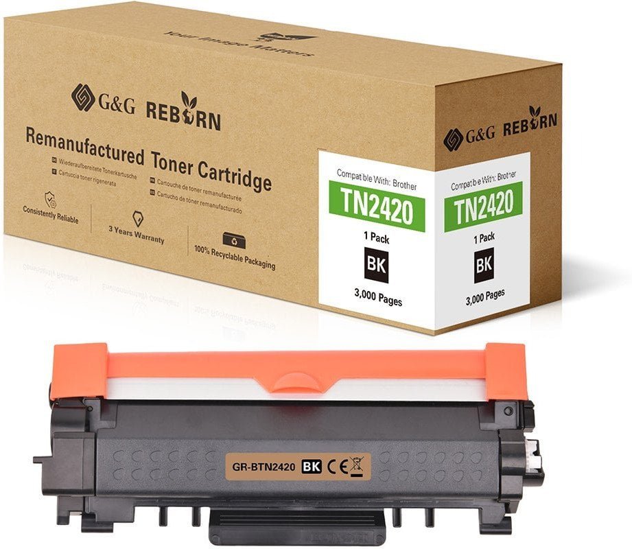 G&G Tonere erstatter Brother TN-2420 Kompatibel Sort 3000 Sider Reborn remanufactured 21078