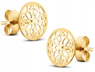 Kolczyki - PIĘKNE ZŁOTE KOLCZYKI 8KT KÓŁKO BOGATY WZÓR - miniaturka - grafika 1