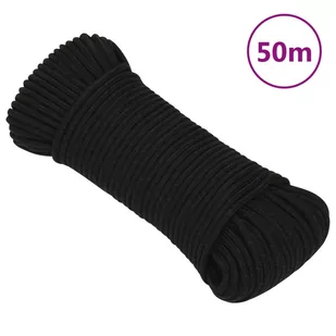 vidaXL Linka robocza, czarna, 5 mm, 50 m, poliester - Żeglarstwo - miniaturka - grafika 1