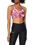 Biustonosze - Under Armour damski pancerz średni siatkowy stanik stanik sportowy Impulse Pink/Impulse Pink/Metallic Silver (671) M - miniaturka - grafika 1