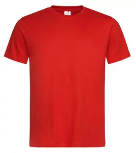 Czerwony Bawełniany T-Shirt Męski Bez Nadruku -STEDMAN- Koszulka, Krótki Rękaw, Basic, U-neck - Stedman - Koszulki męskie - miniaturka - grafika 1