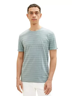 Koszulki męskie - TOM TAILOR T-shirt męski w paski, 32472 - Ice Blue White Inject Stripe, M - grafika 1